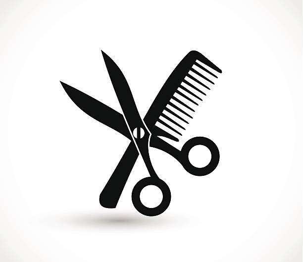 Comb and scissors icon vector